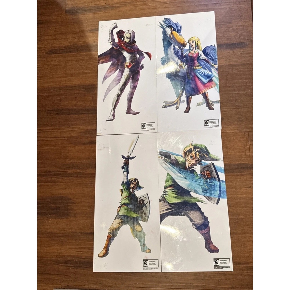 2011 The Legend of Zelda Skyward Sword Poster Hard Plastic 30x15" Nintendo Lot 4